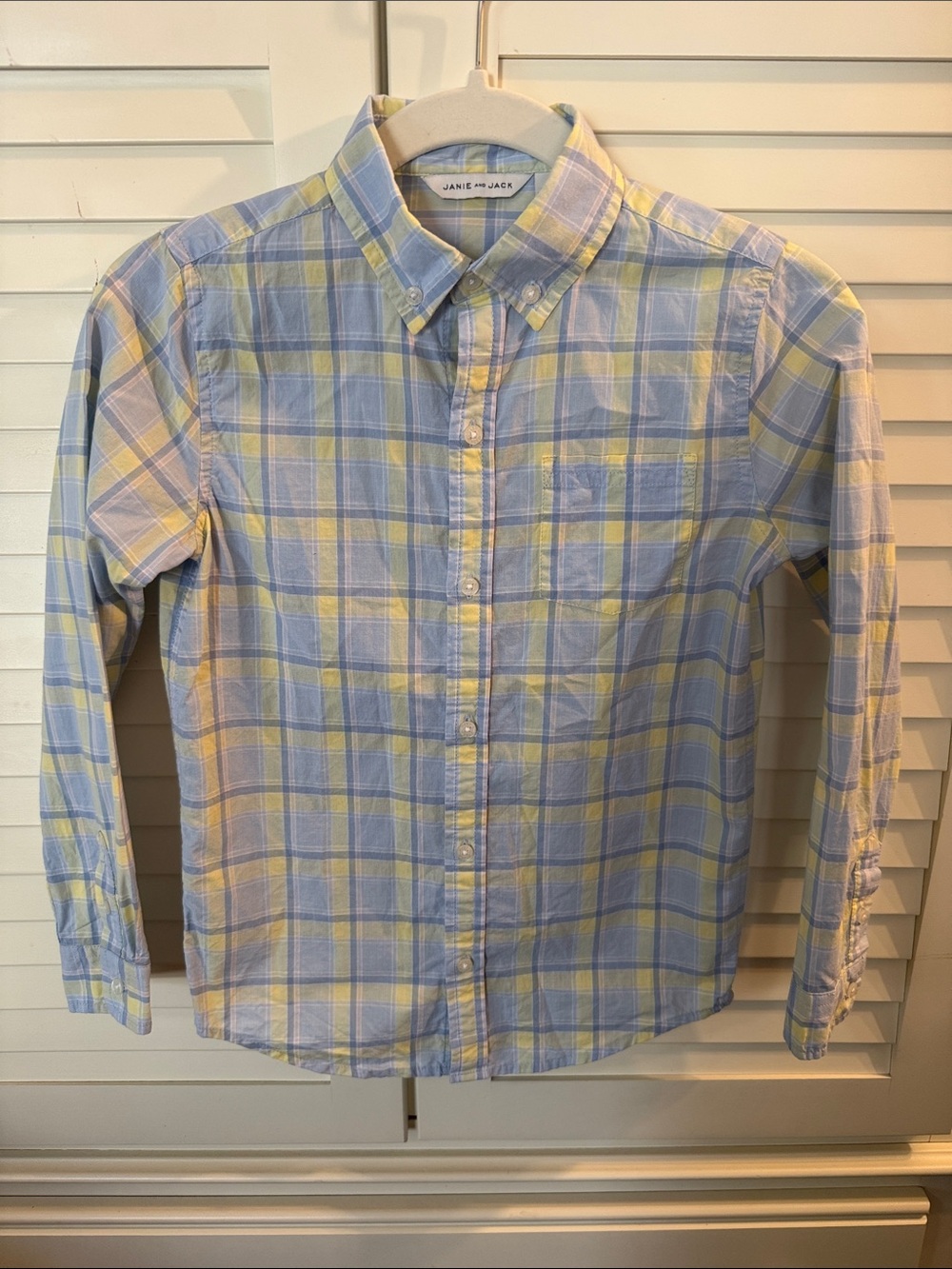 Janie and Jack Pastel Blue and Yellow Plaid Button-Up Shirt